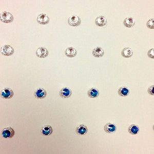 12 Czech Rhinestone Buttons. Made in Czech Republic. BLUE OR CRYSTAL image 5