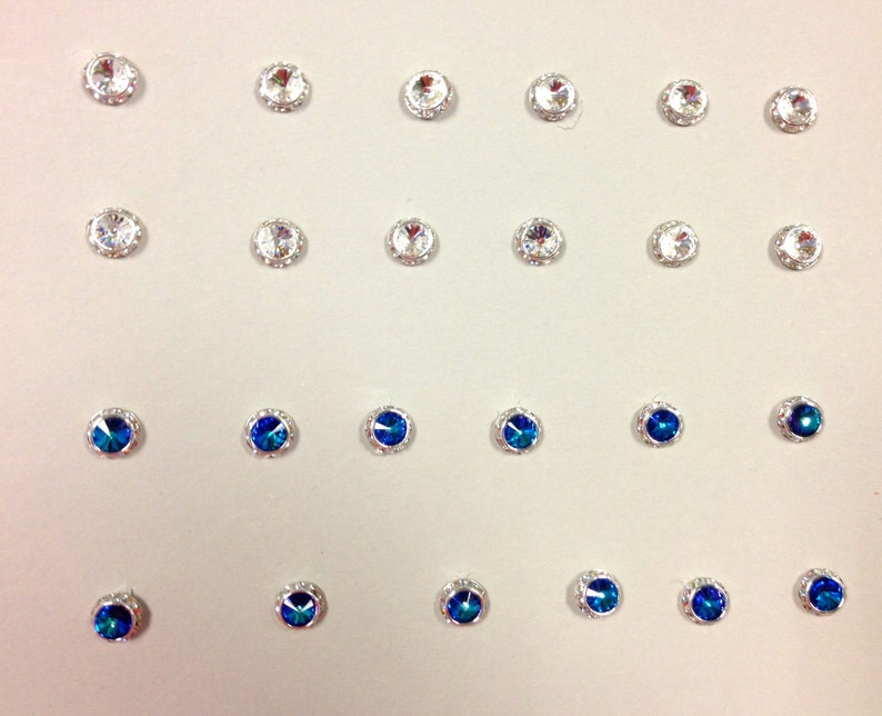 12 Czech Rhinestone Buttons. Made in Czech Republic. BLUE OR CRYSTAL image 5