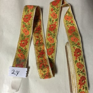 2 yardas de bordado floral jacquard vintage. 2,5 cm de ancho. Elige tu color.