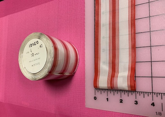 Vintage Changeable Stripe Ribbon. Made in France. Sold by 10 Yards. Acetate Ribbon, Stripe Ribbons, French Ribbon.