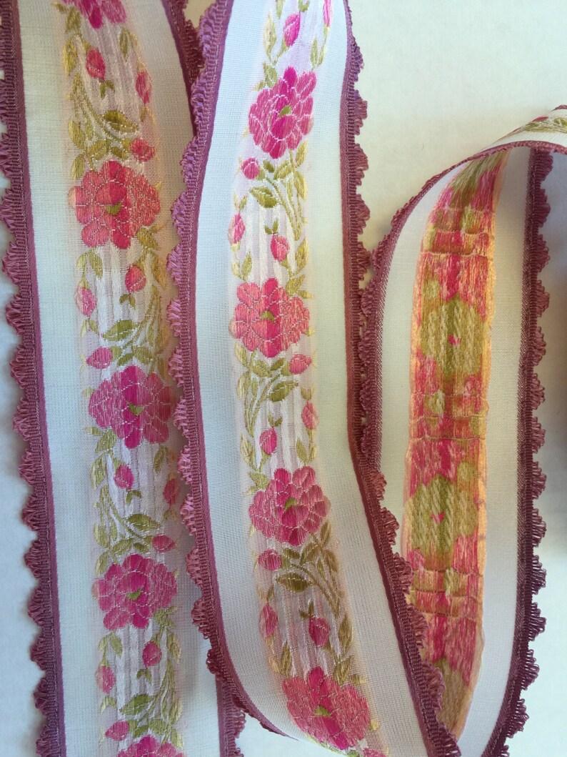 Vintage Floral Ribbon With Scalloped Edge Pattern. Made in Etsy UK
