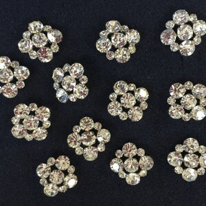 12 Czech Rhinestone Buttons. Made in Czech Republic. 7/8 Wide