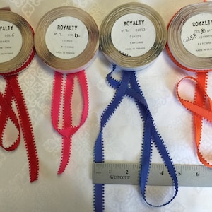 Vintage Picot Edge Rayon. Sold by the Spool of 10 Yards. Narrow Picot,Picot Edge Rayon. Made in France.