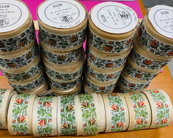 Vintage Floral Jacquard Ribbon. Made in West Germany. Sold by the roll of 10 Yards,Jacquard Rayon Ribbon.