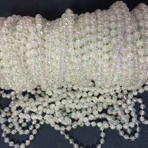 36 mètres de perles nacrées vintage sur bobine, guirlande de perles blanches. Perles brillantes. Taille 8 mm, fabriqué à Hong Kong.