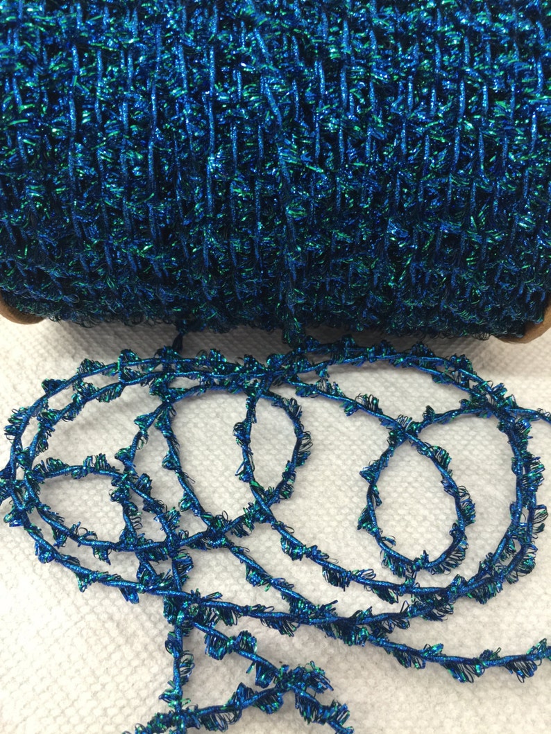 144 Yards of Vintage Tinsel Twine String Blue and Gold,cord Sparkly ...