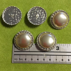 5 Pearl Rhinestone Button, Czech Rhinestone Pearl Buttons.Czech Republic.