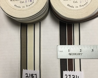 Vintage Ripsband in gelber Farbe. Hergestellt in Frankreich.   Gestreifte Vintage Gros Gain Schleife.