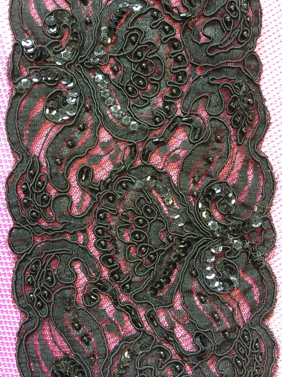 Black Sequin Embroidery Lace Eb3029 main image 1