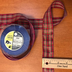 Viscose Tartan Ribbon, Sold by the Roll. Made in England.