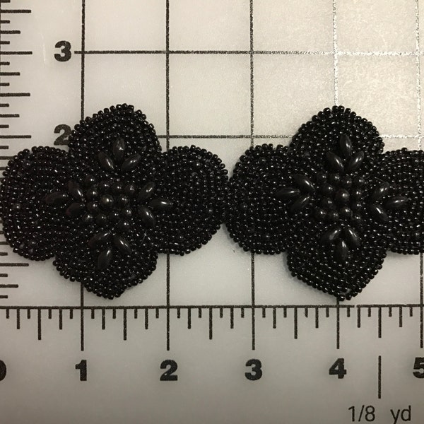 Black Beaded Applique Etsy