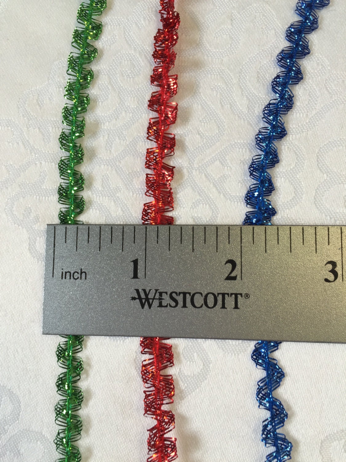Metallic Ric Rac Ribbon, Green Zigzag Ribbon, Red Ric Rac Trim. Made in ...