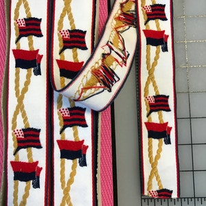 Nautical Jacquard Flag Ribbon. Jacquard Trim Ribbon. Made in France. Sold by the yard.