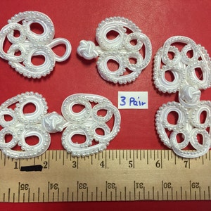3 Pairs of White Pearl Frog Closure.Black Closure, White Closure.