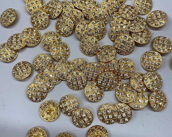 Rhinestones Buttons Silver or Gold.Decorations, Embellishments, Supplies, DIY
