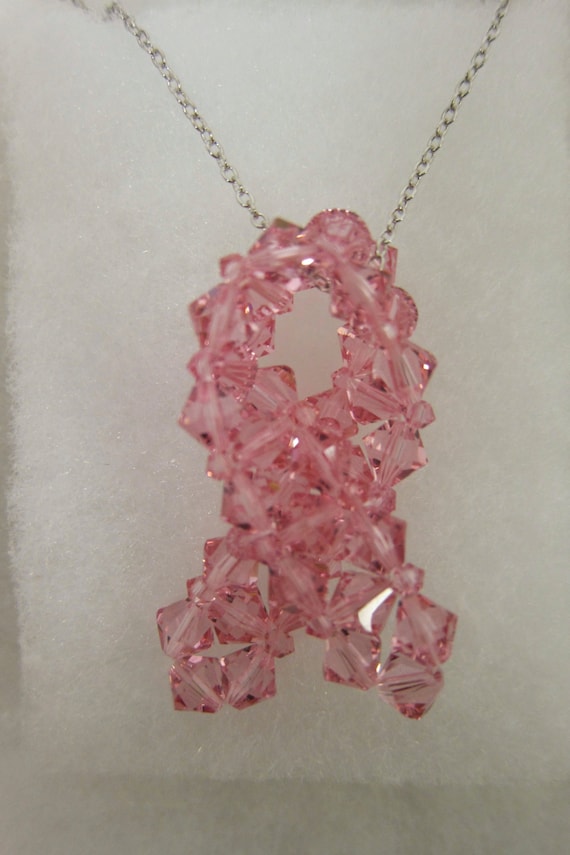 Crystal Breast Cancer Awareness Necklace. - Etsy
