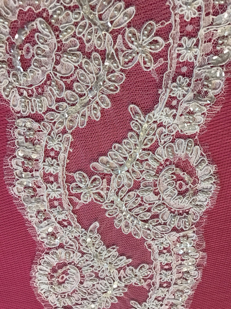 Made in France Sold by Yards. Vintage FrenchLace.White Lace Trim for Bridal Veil Lace Trim