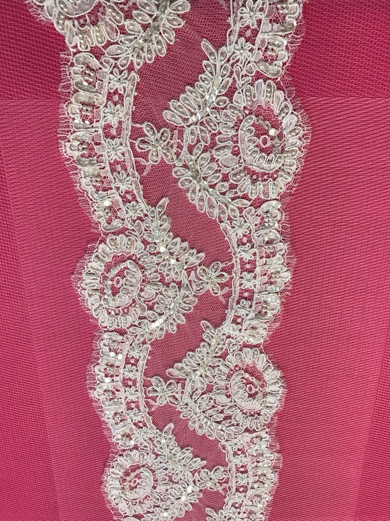 Made in France Sold by Yards. Vintage FrenchLace.White Lace Trim for Bridal Veil Lace Trim