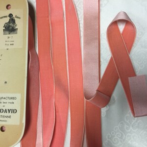 Mousquetaire Brand, Velvet Ribbons, Silk cotton ribbons, Pink Ribbon. Sold by the roll of 10 yards. Made in France. 1 1/8