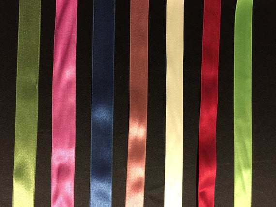 Vintage Ribbons.10 Yards of Double Faced Satin Ribbons, 7/8” Wide, Made in Taiwan.