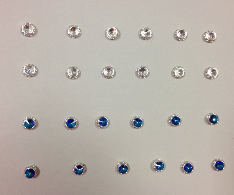 12 Czech Rhinestone Buttons. Made in Czech Republic. BLUE OR CRYSTAL image 2