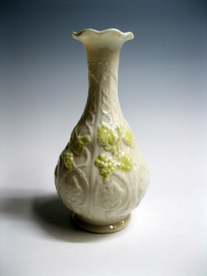 Belleek Irish Porcelain Grape Leaf Vase Etsy