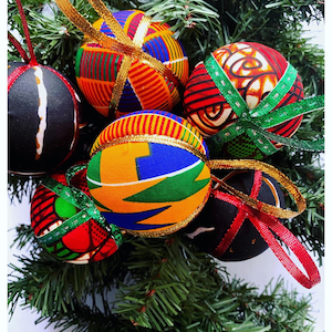 Wax Print African fabric  Christmas Balls