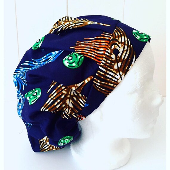 African Fabric Bouffant Surgical Cap 