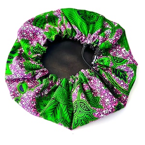 Bonnet en wax et satin. Bonnet tissus africain doublé en satin