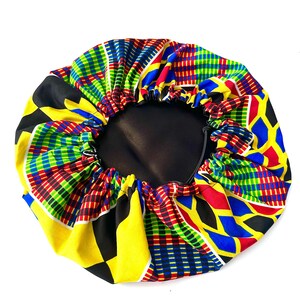 Bonnet en wax et satin. Bonnet tissus africain doublé en satin