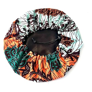 Bonnet en wax et satin. Bonnet tissus africain doublé en satin