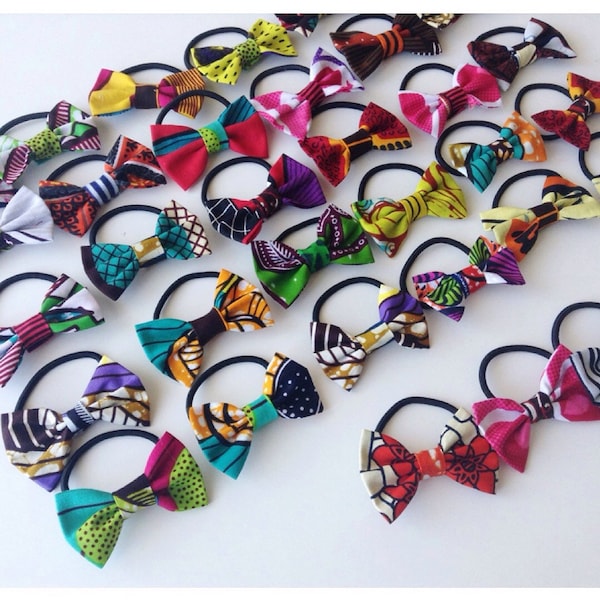 Small  Elastic Hair Bow made with ankara fabric, african fabric, wax print .