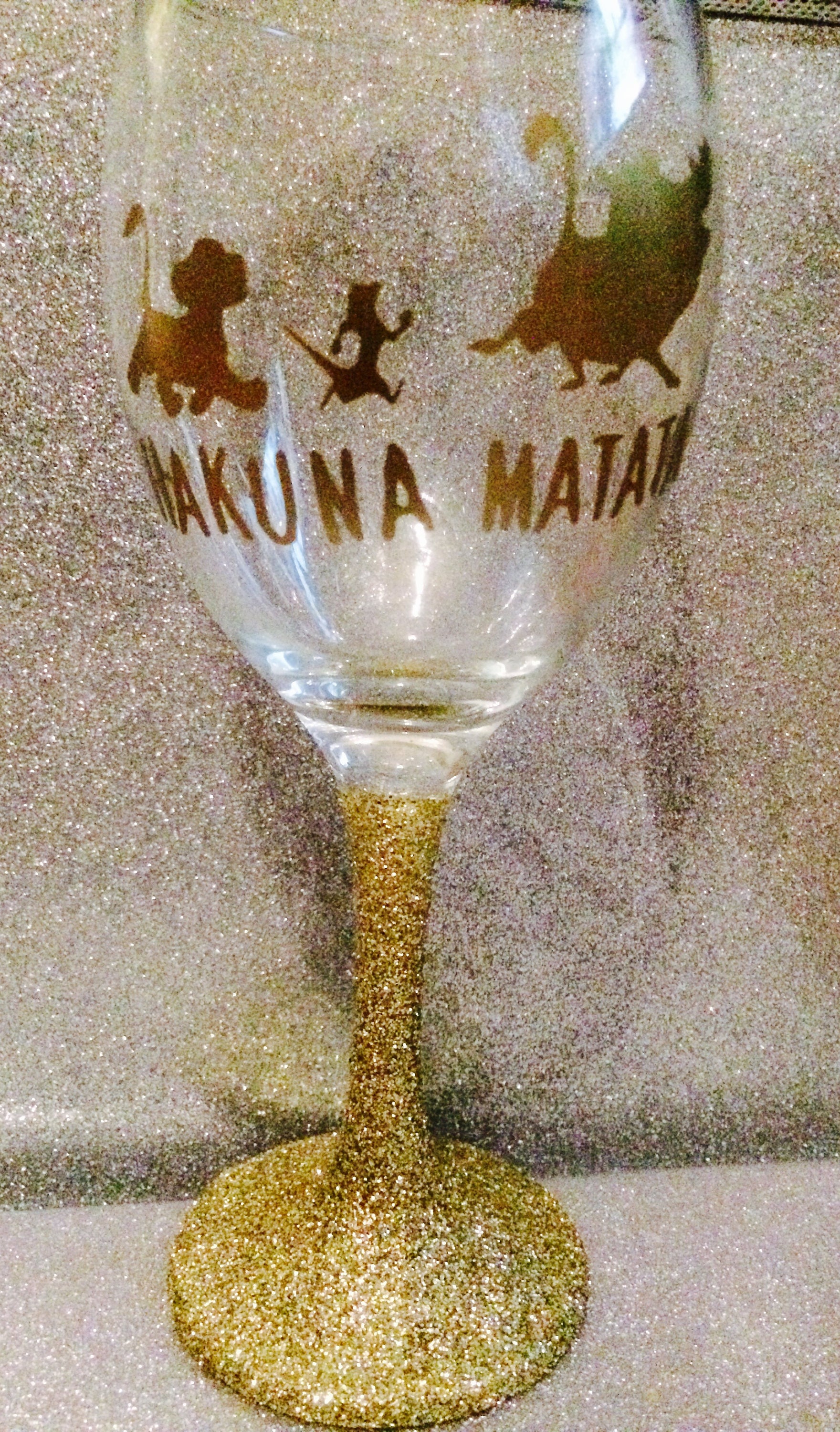 Stunning Gold Glitter Lion King Hakuna Matata Wine Glass Etsy UK
