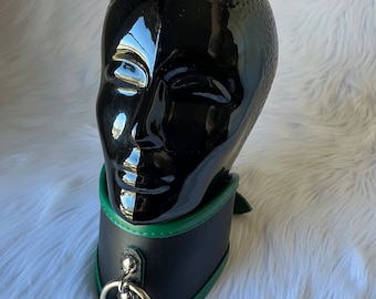 Green Leather Collar, BDSM Collar, Bondage Collar, Slave Collar, Submissive Collar, Fetish Collar, Posture Collar