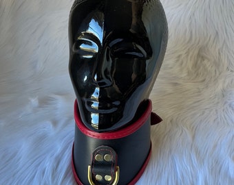 Red Leather Collar, BDSM Collar, Bondage Collar, Slave Collar, Submissive Collar, Fetish Collar, Posture Collar