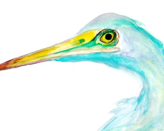 Grey Heron. Watercolor Print