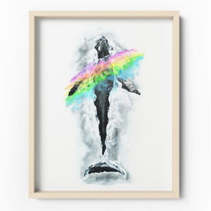 Rainbow Humpback Whale Painting, Print, Whale Lover, Home Decor, Beach House Decor, Beach House Prints, Whale Art, Whale Art Print,