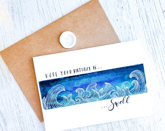 WHOLESALE - Beachy Birthday Card, Waves Card, Greeting Card