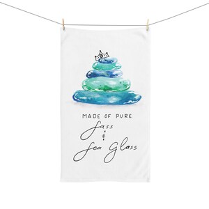 Beachy Kitchen Towel, For the Sea Glass lovers, House warming gift for new homeowners