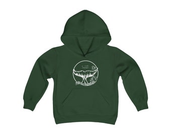 Youth Heavy Blend Hooded Sweatshirt with "Live More" Design