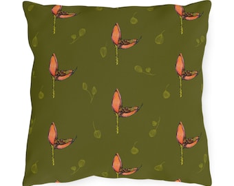 Hummingbird Outdoor Pillows - Floral Design, Cozy Garden Decor, Patio Cushion, Nature Lover Gift, Eco-friendly Throw Pillows