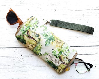Dinosaur Sunglasses Case, Eyeglass Holder, Soft Glasses Pouch, Protective Eyewear Sleeve, Travel Case, Minimalist Glasses Storage
