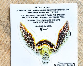 Sea Turtle Vinyl Sticker, Turtle Art, Sea Turtle Artwork, Sticker for laptop, Sticker for water bottle