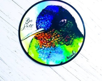 Adesivo de vinil holográfico de beija-flor, adesivos, adesivos para garrafa de água, adesivo para laptop, para amantes da natureza e presentes de beija-flor