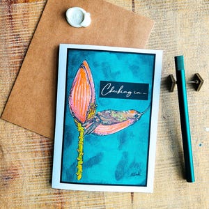 Cartes "Pensée à vous" - Colibri, tulipe, cartes de voeux, paquet de cartes de voeux