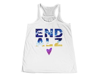 End Alzheimer's Women's Flowy Racerback Tank, Awareness Shirt, Fitness Apparel, Gift for Supporters, Summer Top