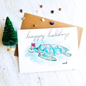VENTA AL POR MAYOR - Tarjeta navideña de tortugas marinas, tarjeta de felicitación