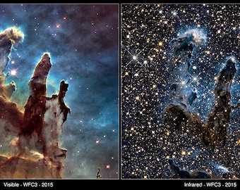 Impresión de la Nebulosa del Caballo: Comparación de galaxias entre el telescopio Hubble y el Webb