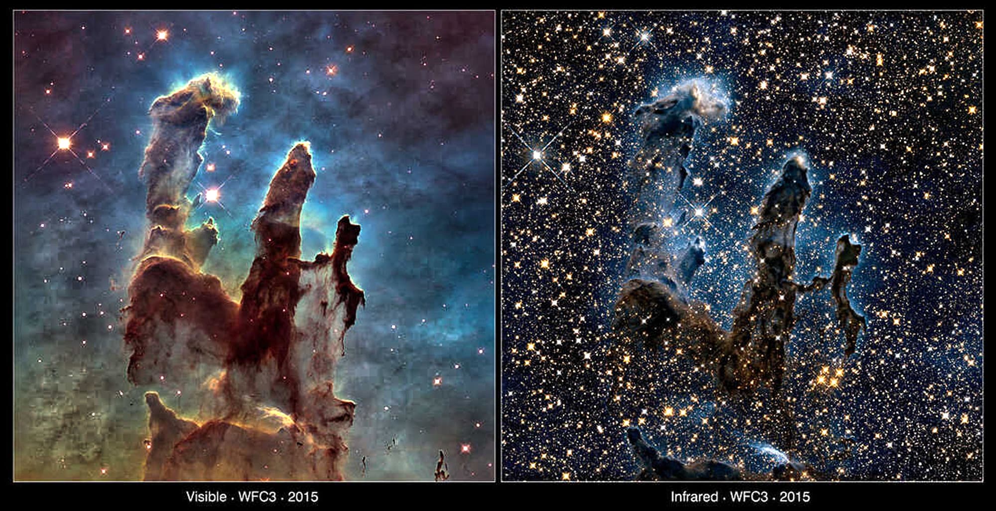 Odbitka Mgławicy Koń: Porównanie galaktyk Teleskopu Hubble'a i