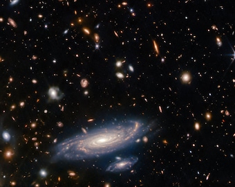 Impresión de galaxia espiral: Telescopio James Webb, Arte Espacial de la NASA